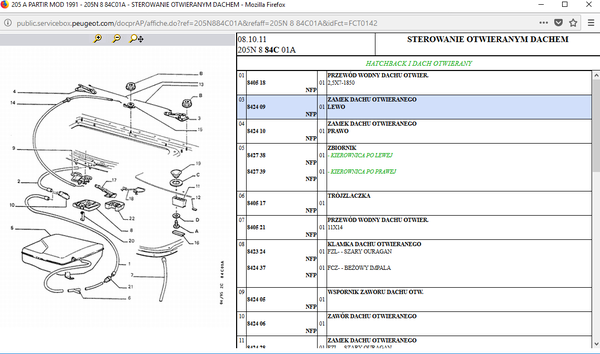 205 A PARTIR MOD 1991 - 205N 8 84C01A - STEROWANIE OTWIERANYM DACHEM.png